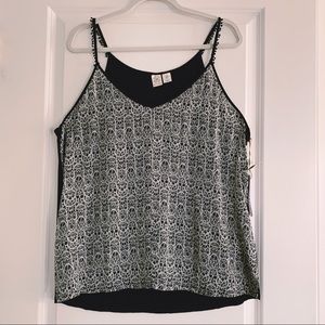 Artisan NY Strappy Tank Top Navy Blue White XL NWT